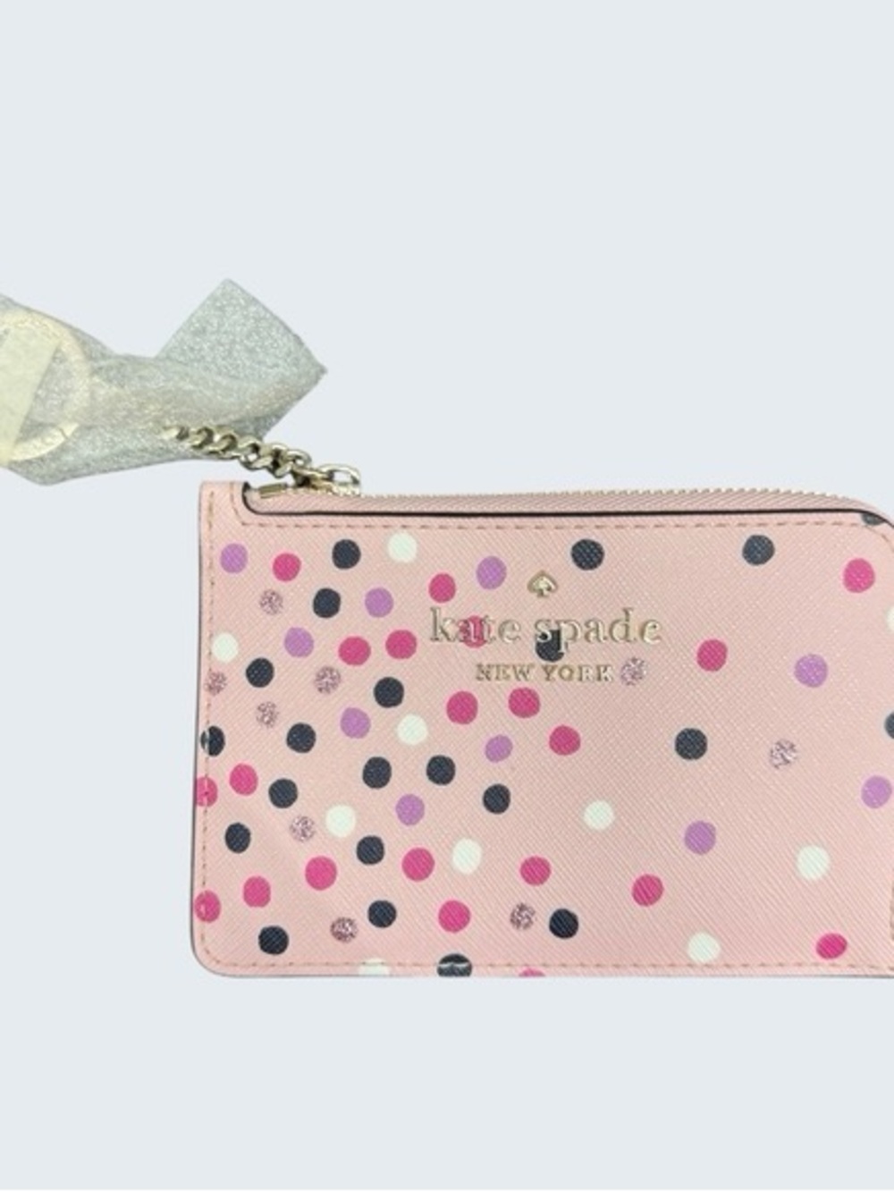 kate spade New York Pink Polka Dot Zip Card Case